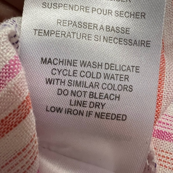 TRIBAL | Magenta Rayon Linen Blend Striped Blouse Large NWT - Picture 8 of 10